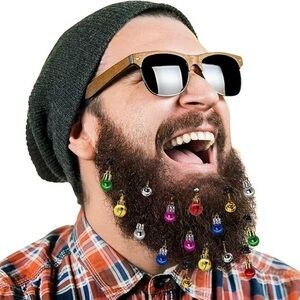 16pc Set Jingle Bell Ornaments for Beard - White elephant gift - Gift for Him